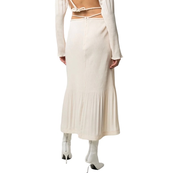 JONATHAN SIMKHAI Mia Tie-Waist Plissé Midi Skirt Size 4 Sandstone - Picture 4 of 17